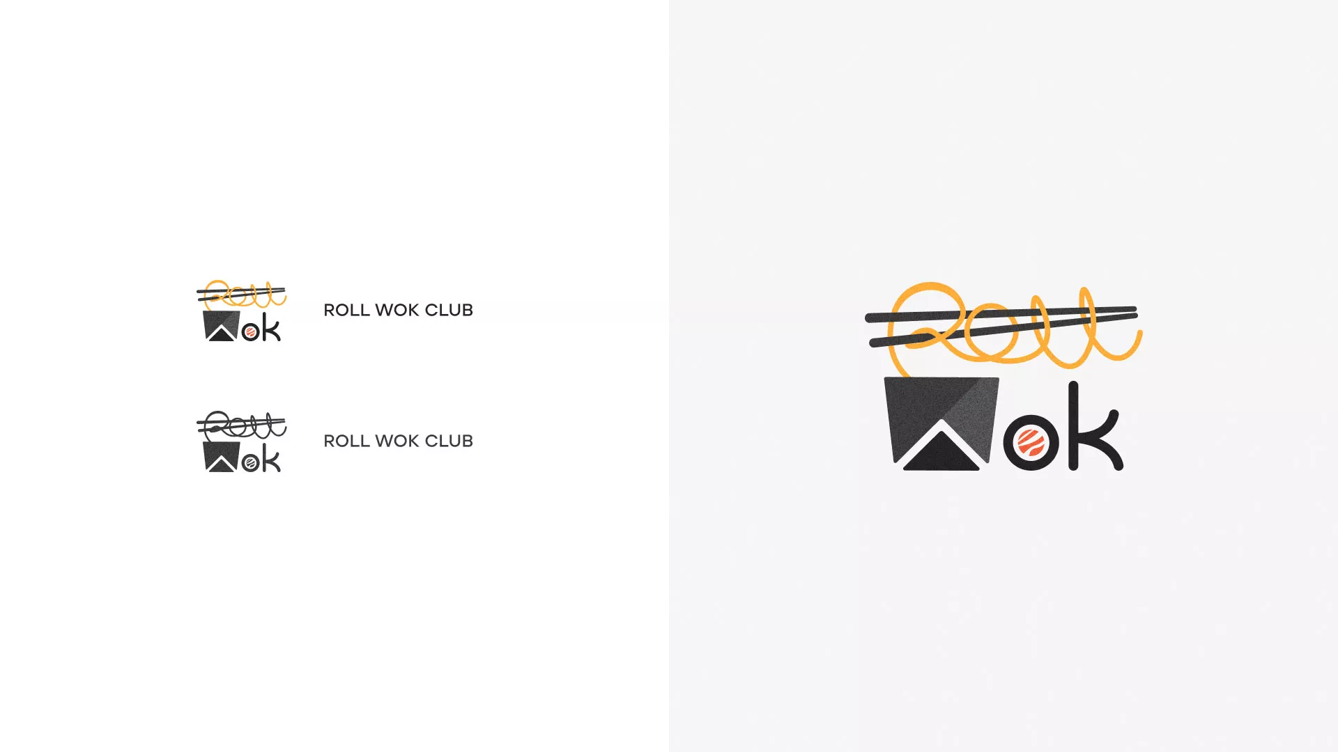 Разработка логотипа суши-бара «Roll Wok Club» в Обояне